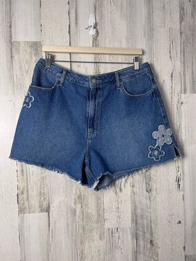 Hollister Blue Denim Floral Appliqué Women's Shorts 32